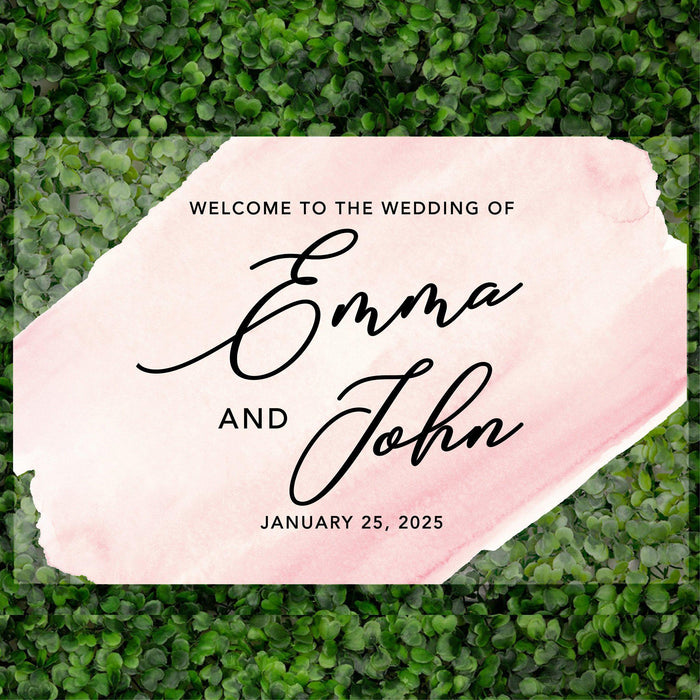 Acrylic Custom Watercolor Wedding Signs, 16 x 24 Inches-Set of 1-Andaz Press-Watercolor Brush Stroke Monogram-