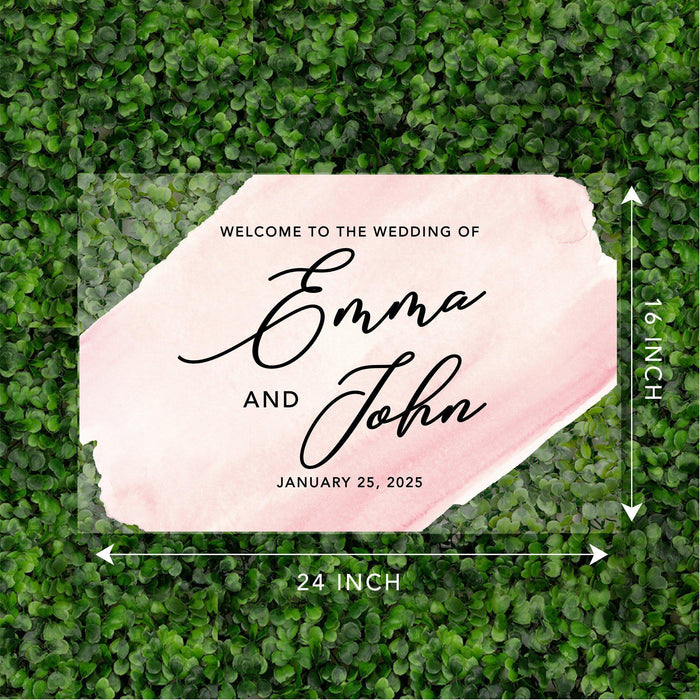 Acrylic Custom Watercolor Wedding Signs, 16 x 24 Inches-Set of 1-Andaz Press-Watercolor Brush Stroke Monogram-