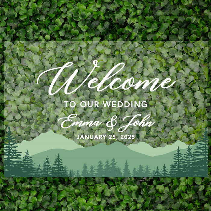 Acrylic Custom Woodland Wedding Signs, 16 x 24 Inches-Set of 1-Andaz Press-Misty Woodland Forest Trees-