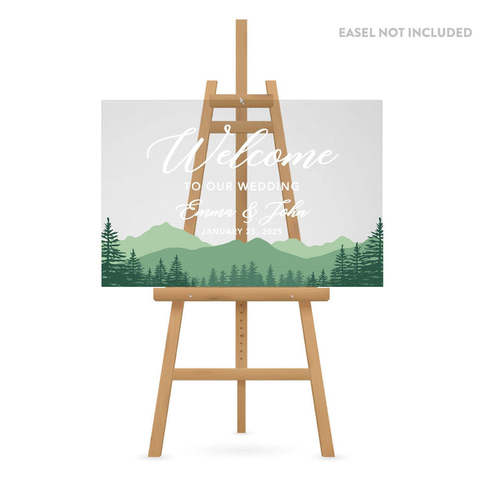 Acrylic Custom Woodland Wedding Signs, 16 x 24 Inches-Set of 1-Andaz Press-Misty Woodland Forest Trees-