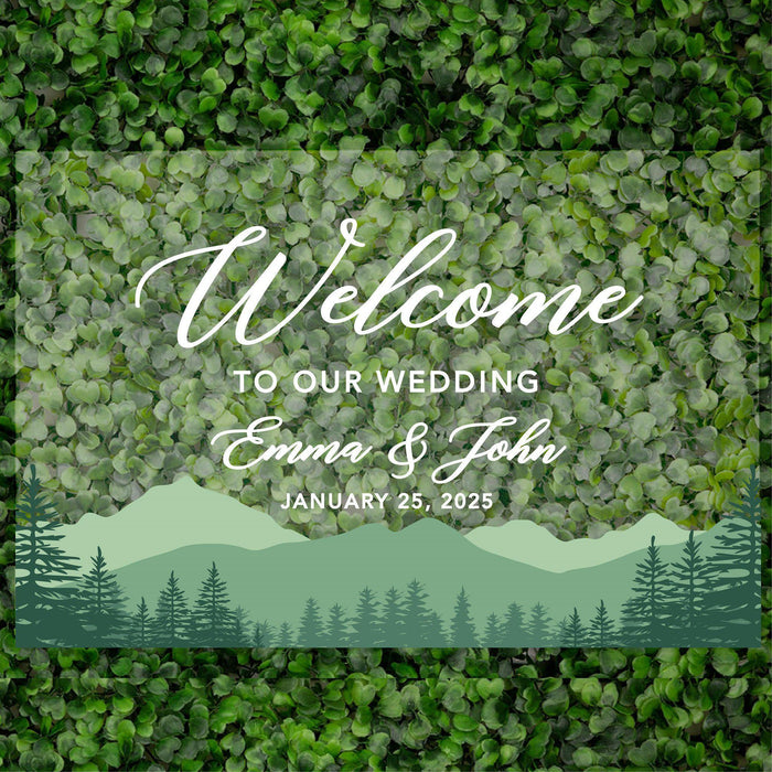 Acrylic Custom Woodland Wedding Signs, 16 x 24 Inches-Set of 1-Andaz Press-Mountain & Forest Trees-
