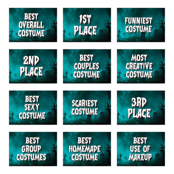 Adult Halloween Gift Card Holder Sleeves for Party Costume Contest, Set of 12-Set of 12-Andaz Press-Cemetery Design-