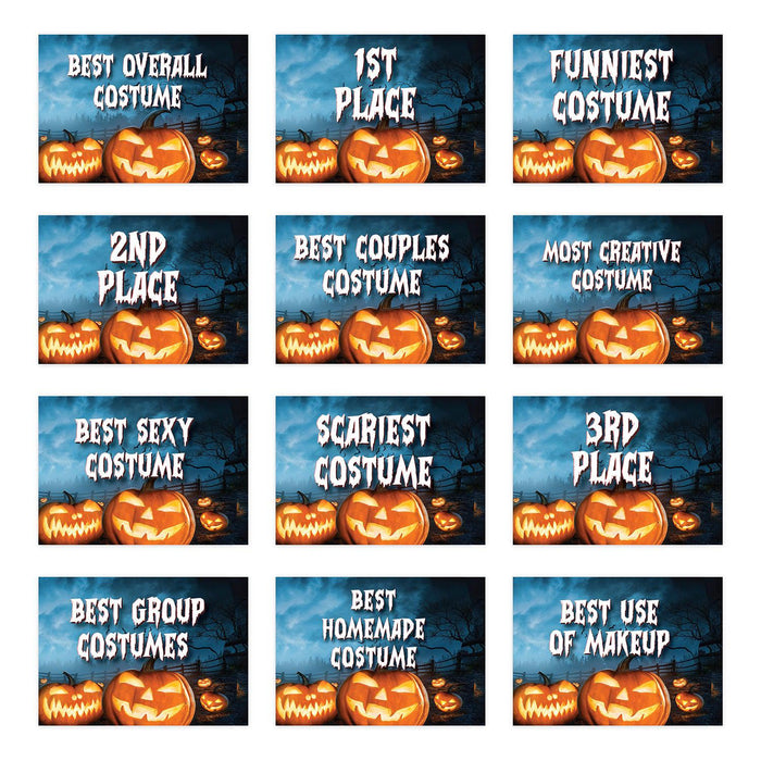 Adult Halloween Gift Card Holder Sleeves for Party Costume Contest, Set of 12-Set of 12-Andaz Press-Ghoulish Pumpkin Design-