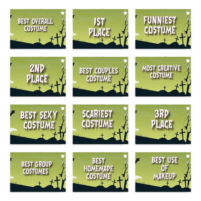 Adult Halloween Gift Card Holder Sleeves for Party Costume Contest, Set of 12-Set of 12-Andaz Press-Green Cemetery Design-