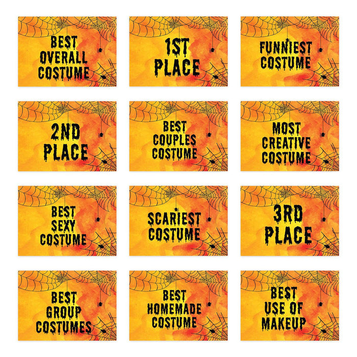 Adult Halloween Gift Card Holder Sleeves for Party Costume Contest, Set of 12-Set of 12-Andaz Press-Hanging Spider Design-