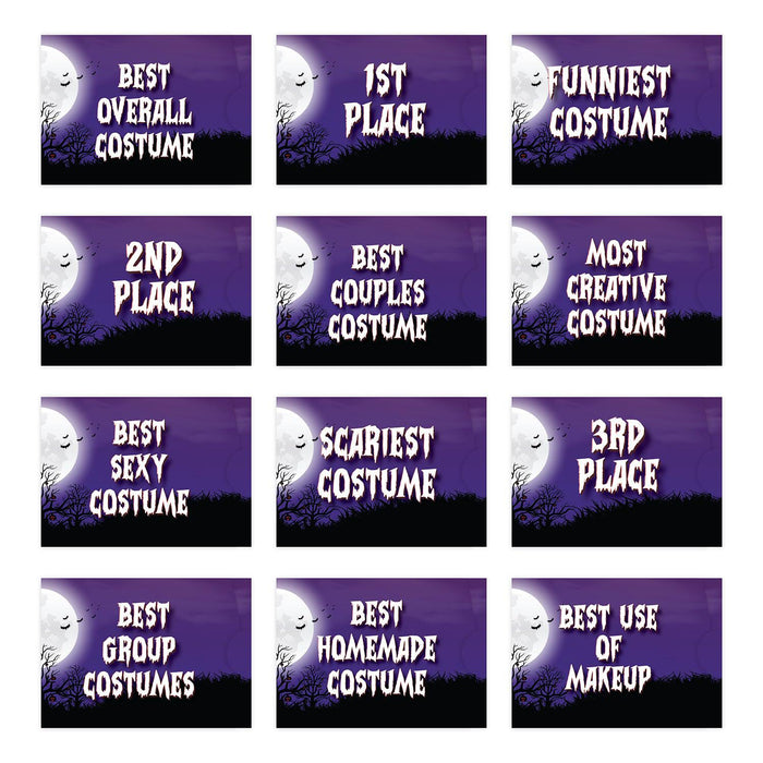 Adult Halloween Gift Card Holder Sleeves for Party Costume Contest, Set of 12-Set of 12-Andaz Press-Moonlit Bats Design-
