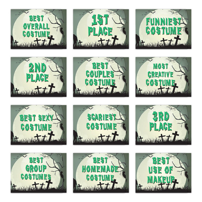 Adult Halloween Gift Card Holder Sleeves for Party Costume Contest, Set of 12-Set of 12-Andaz Press-Moonlit Cemetery Design-