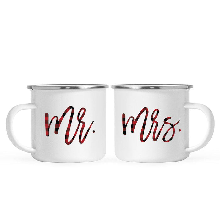 Andaz Press 11oz Buffalo Red Plaid Monogram Campfire Coffee Mug-Set of 1-Andaz Press-Mr. & Mrs.-