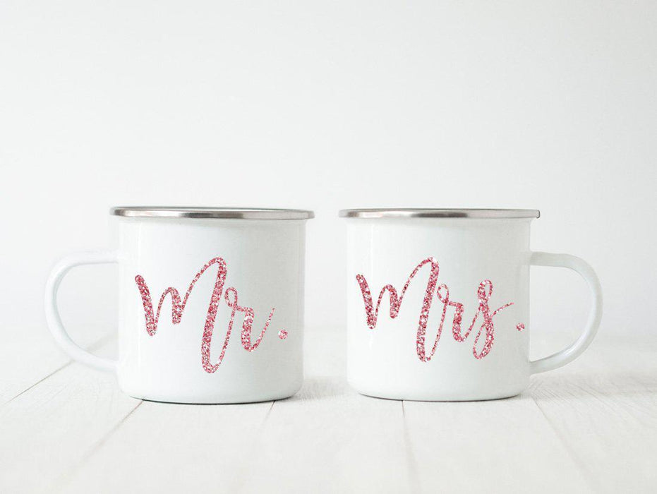 Andaz Press 11oz Faux Pink Glitter Wedding Campfire Coffee Mug-Set of 1-Andaz Press-Mr. and Mrs.-