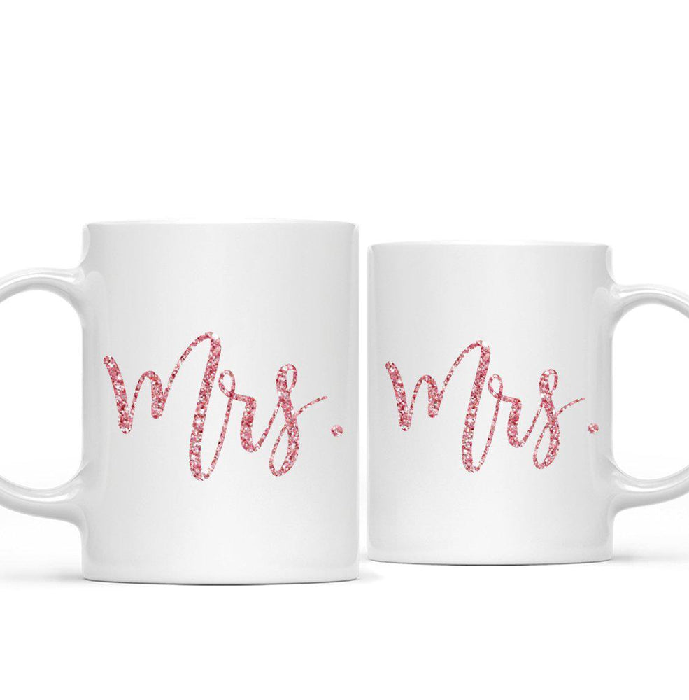 Andaz Press 11oz Wedding Faux Pink Glitter Coffee Mug 2-Pack-Set of 2-Andaz Press-Mrs. and Mrs.-