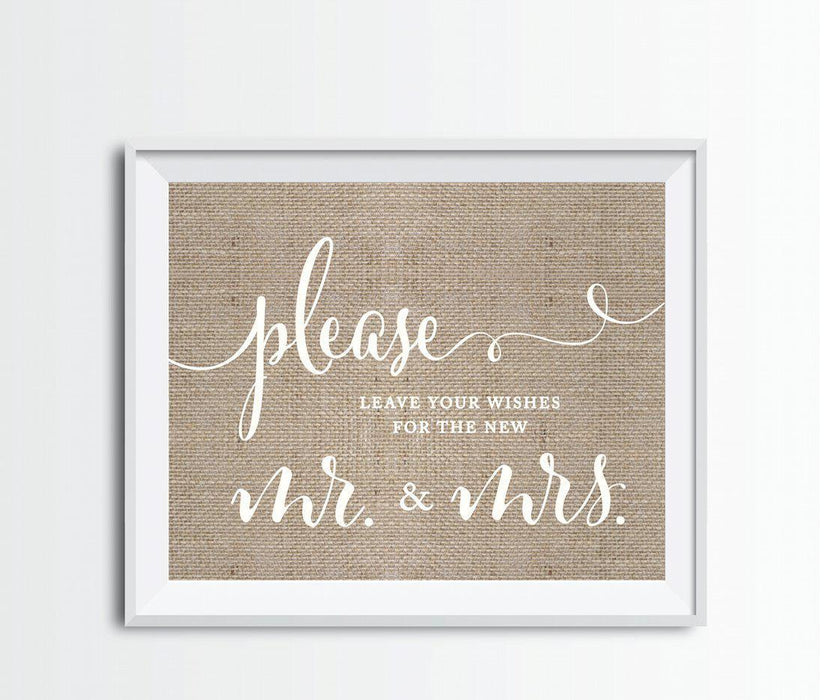 Andaz Press 8.5 x 11 Burlap Wedding Party Signs-Set of 1-Andaz Press-Leave Your Wishes For New Mr. & Mrs.-