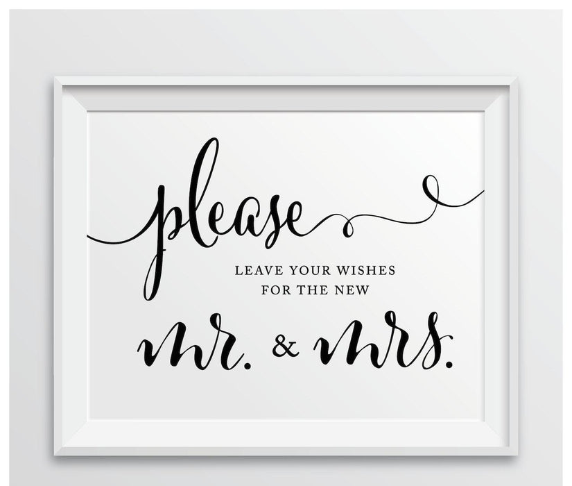 Andaz Press 8.5 x 11-Inch Formal Black & White Wedding Party Signs-Set of 1-Andaz Press-Leave Your Wishes For New Mr. & Mrs.-