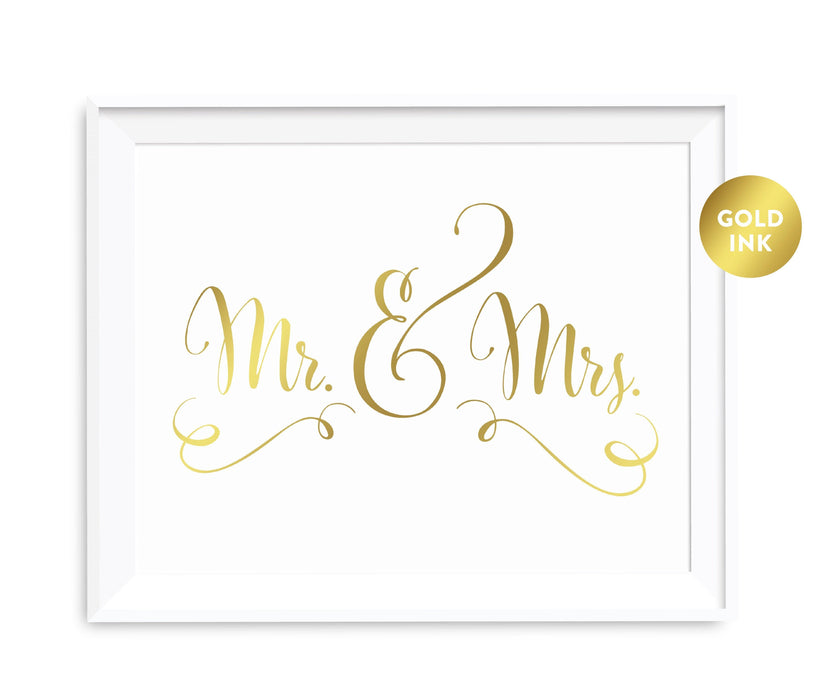 Andaz Press 8.5 x 11 Metallic Gold Wedding Party Signs-Set of 1-Andaz Press-Mr. & Mrs.-