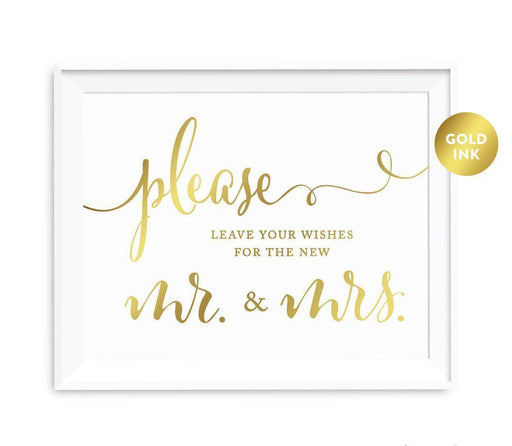Andaz Press 8.5 x 11 Metallic Gold Wedding Party Signs-Set of 1-Andaz Press-Leave Your Wishes For New Mr. & Mrs.-