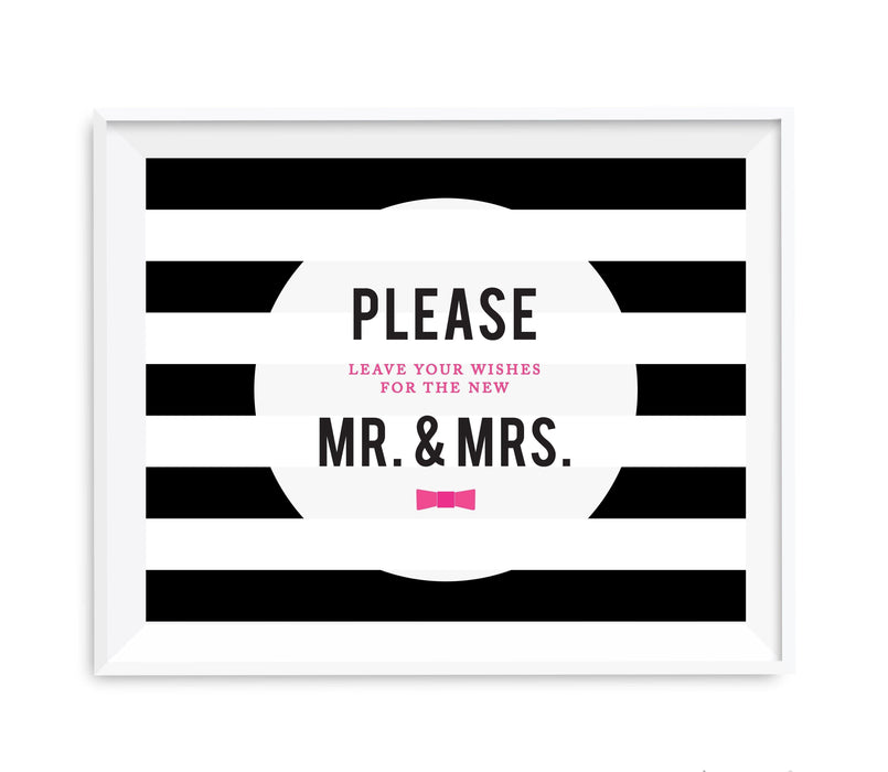 Andaz Press 8.5 x 11 Modern Black and White Stripes Wedding Party Signs-Set of 1-Andaz Press-Mr. & Mrs.-