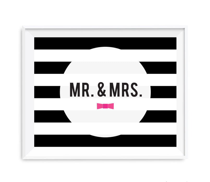 Andaz Press 8.5 x 11 Modern Black and White Stripes Wedding Party Signs-Set of 1-Andaz Press-Mr. & Mrs.-