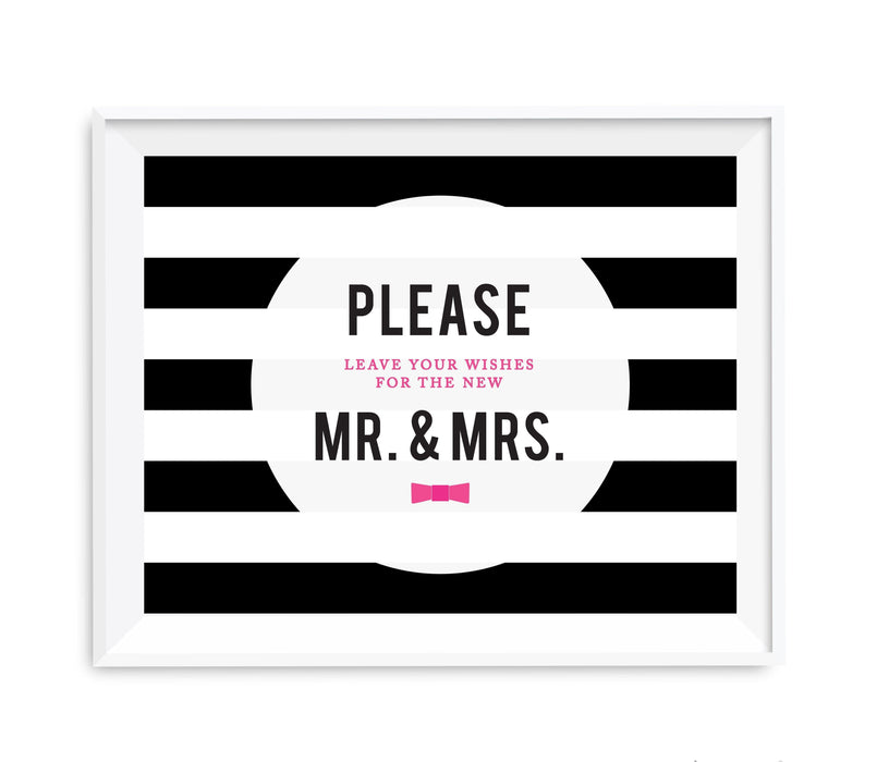 Andaz Press 8.5 x 11 Modern Black and White Stripes Wedding Party Signs-Set of 1-Andaz Press-Please Leave Your Wishes For New Mr. & Mrs.-