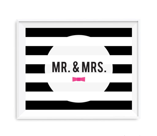 Andaz Press 8.5 x 11 Modern Black and White Stripes Wedding Party Signs-Set of 1-Andaz Press-Mr. & Mrs.-