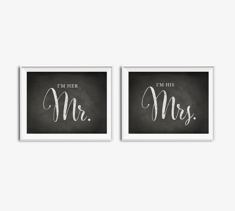 Andaz Press 8.5 x 11 Vintage Chalkboard Wedding Party Signs, 2-Pack-Set of 2-Andaz Press-I'm Her Mr., I'm His Mrs.-