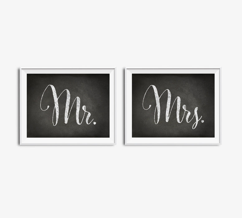 Andaz Press 8.5 x 11 Vintage Chalkboard Wedding Party Signs, 2-Pack-Set of 2-Andaz Press-Mr. & Mrs.-