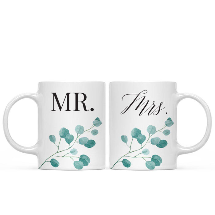 Andaz Press Eucalyptus Leaves Greenery Coffee Mug, 2-Pack-Set of 2-Andaz Press-Mrs. and Mrs.-