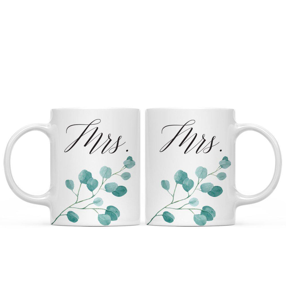 Andaz Press Eucalyptus Leaves Greenery Coffee Mug, 2-Pack-Set of 2-Andaz Press-Mrs. and Mrs.-