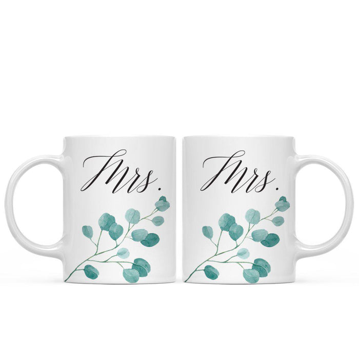 Andaz Press Eucalyptus Leaves Greenery Coffee Mug, 2-Pack-Set of 2-Andaz Press-Mrs. and Mrs.-