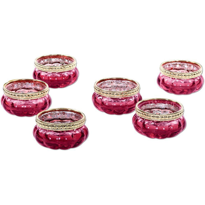 Antique Bloom Tealight Candle Holders, Set of 6-Set of 6-Koyal Wholesale-Pink-