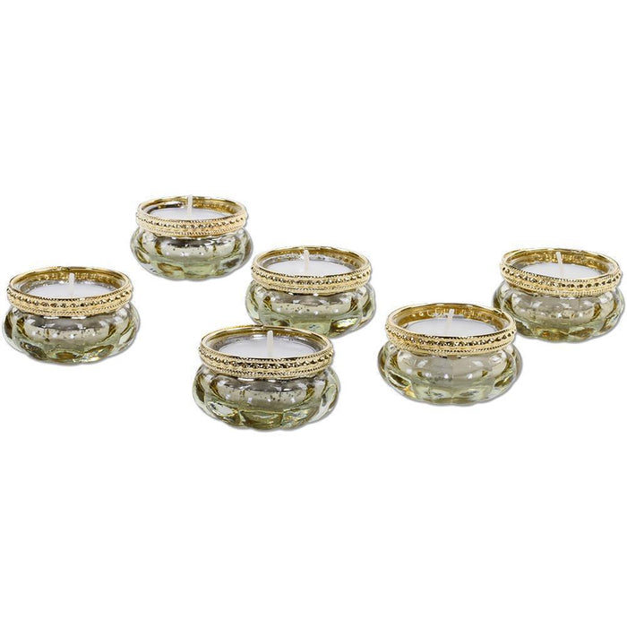 Antique Bloom Tealight Candle Holders, Set of 6-Set of 6-Koyal Wholesale-Gold-