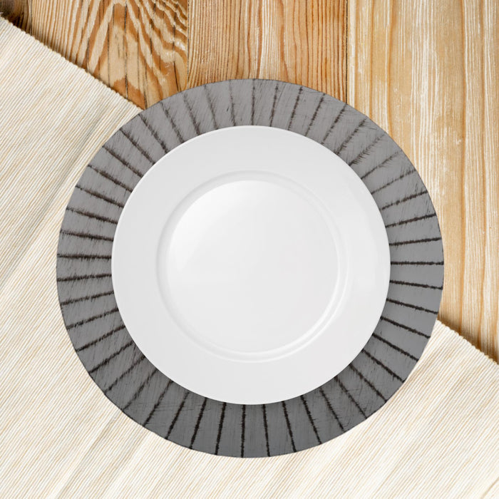 Antique Brushed Ribbed Charger Plates, BULK Set-Koyal Wholesale-Antique Grey-Set of 24-