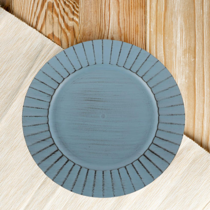 Antique Brushed Ribbed Charger Plates, BULK Set-Koyal Wholesale-Antique Grey-Set of 24-