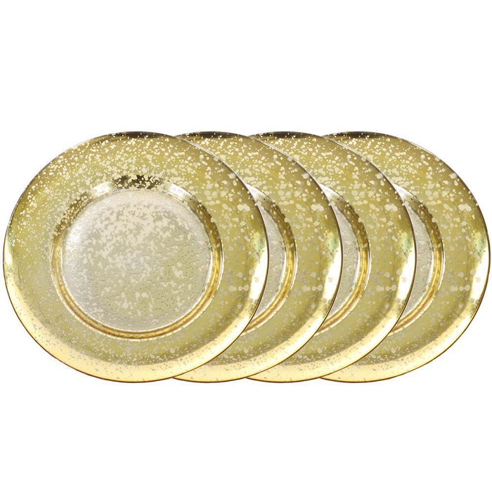 Antique Mercury Glass Charger Plates, Set of 4-Set of 4-Koyal Wholesale-Gold-