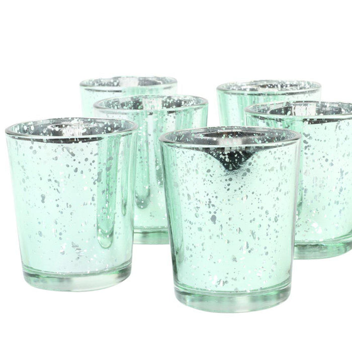 Antique Mercury Glass Votive Cups, Set of 12-Sold By Case-Koyal Wholesale-Navy Blue-2" D x 2.5" H-