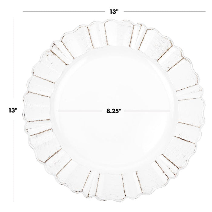Antique Scallop Charger Plates-Set of 4-Koyal Wholesale-White-