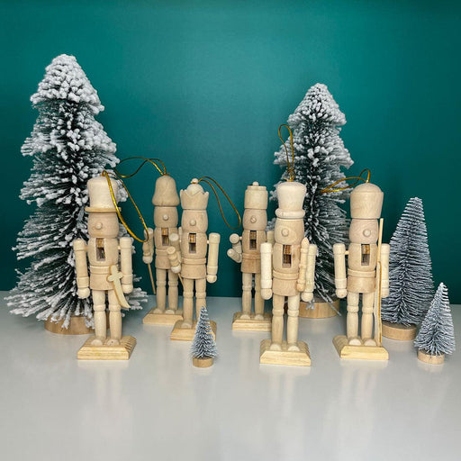 Assorted DIY Unfinished Wood Nutcrackers for Holiday Crafts and Décor, Set of 6-Set of 6-Andaz Press-