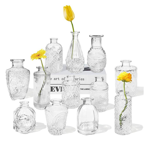 Assorted Vintage Small Glass Bud Vases, Set of 12-Set of 12-Koyal Wholesale-