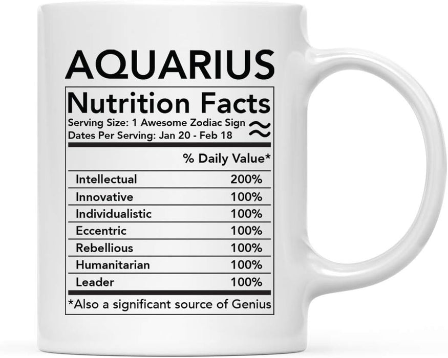 Astrological Zodiac Star Sign 11oz. Ceramic Coffee Mug Nutritional Facts-Set of 1-Andaz Press-Aries-
