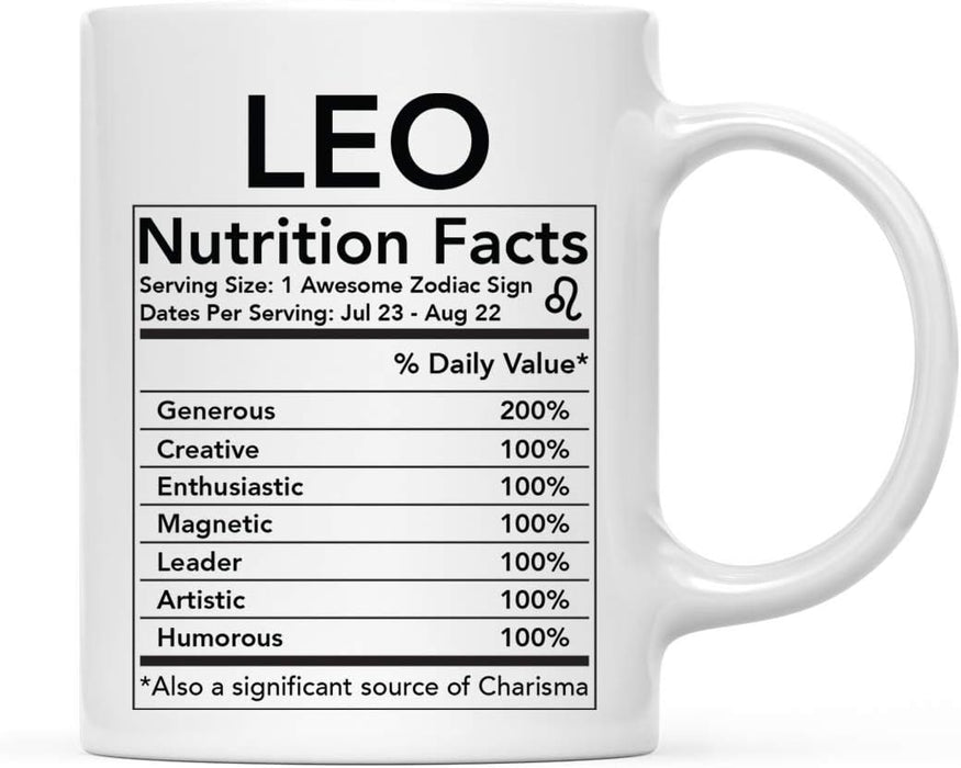 Astrological Zodiac Star Sign 11oz. Ceramic Coffee Mug Nutritional Facts-Set of 1-Andaz Press-Aries-