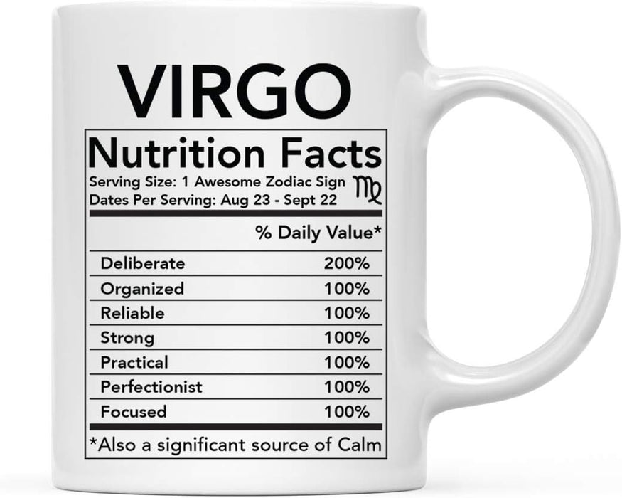 Astrological Zodiac Star Sign 11oz. Ceramic Coffee Mug Nutritional Facts-Set of 1-Andaz Press-Aries-