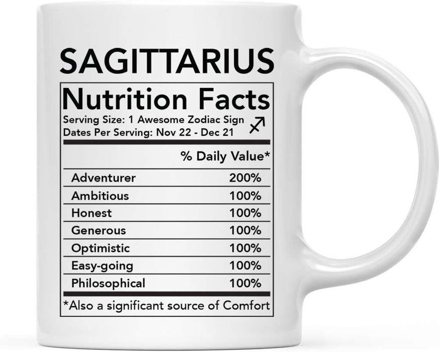 Astrological Zodiac Star Sign 11oz. Ceramic Coffee Mug Nutritional Facts-Set of 1-Andaz Press-Aries-