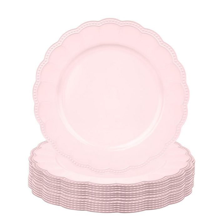 Beaded Scallop Charger Plates-Koyal Wholesale-Pink-Set of 12-