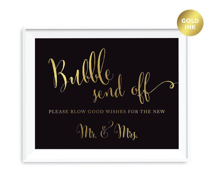 Black and Metallic Gold Wedding Signs-Set of 1-Andaz Press-Mr. & Mrs.-