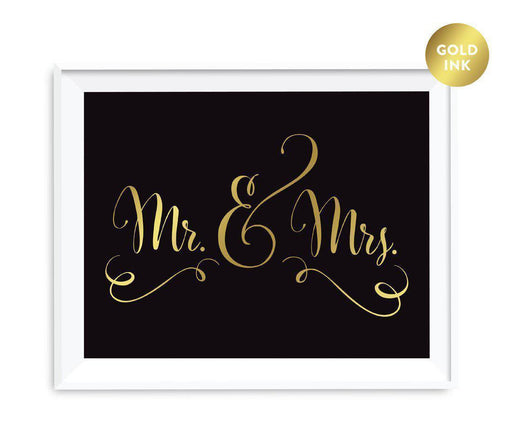 Black and Metallic Gold Wedding Signs-Set of 1-Andaz Press-Mr. & Mrs.-