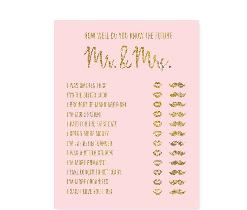 Blush Pink Gold Glitter Print Wedding Bridal Shower Game Cards-Set of 20-Andaz Press-What's In Your Purse?-
