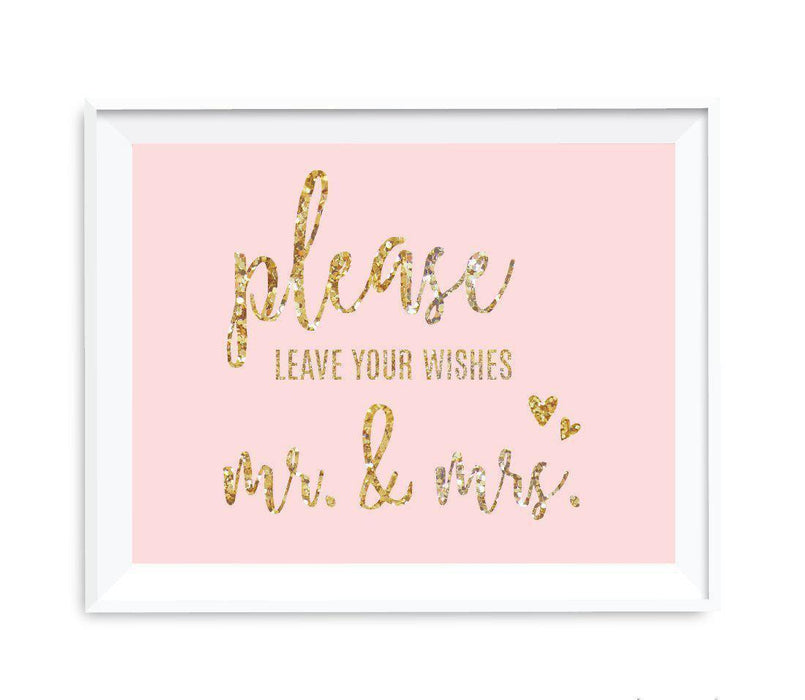 Blush Pink Gold Glitter Print Wedding Party Signs-Set of 1-Andaz Press-Mr. & Mrs.-