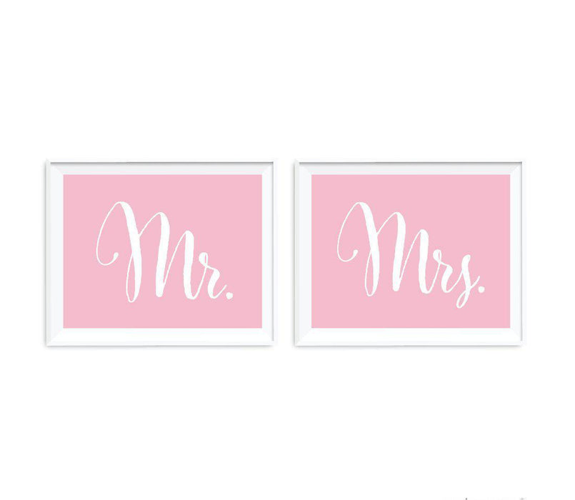 Blush Pink Wedding Signs, 2-Pack-Set of 2-Andaz Press-Ladies, Gents Bathroom Restroom-