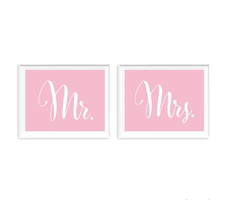Blush Pink Wedding Signs, 2-Pack-Set of 2-Andaz Press-Mr. & Mrs.-