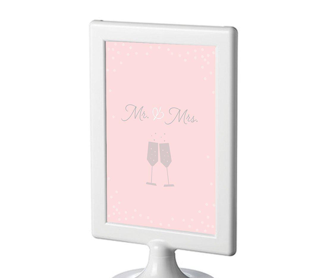 Blush Pink and Gray Pop Fizz Clink Wedding Framed Party Signs-Set of 1-Andaz Press-Mr. & Mrs.-