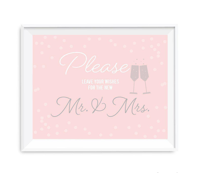 Blush Pink and Gray Pop Fizz Clink Wedding Party Signs-Set of 1-Andaz Press-Mr. & Mrs.-