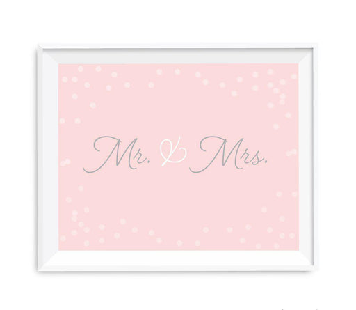 Blush Pink and Gray Pop Fizz Clink Wedding Party Signs-Set of 1-Andaz Press-Mr. & Mrs.-